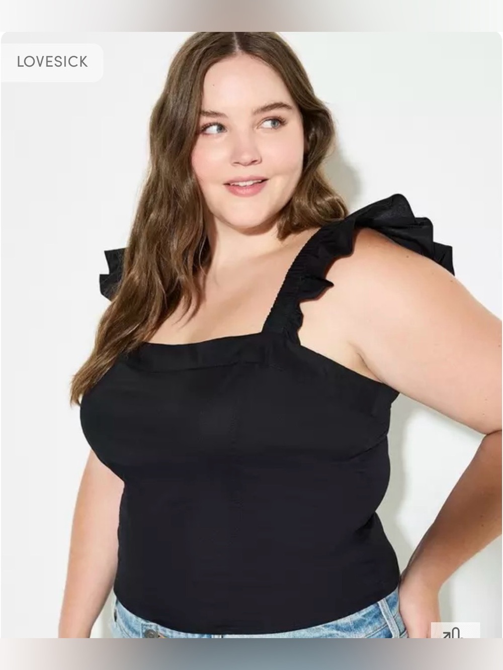 Torrid Lovesick Flutter Sleeve Black Tank with Ruffle Straps